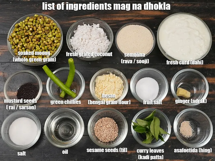 Step 2 – <strong>what is mag na dhokla &nbsp;made of ?</strong> <u><em>See below image of list of ingredients&nbsp;mag …