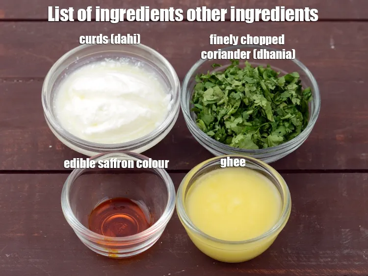Step 4 – <strong>Other Ingredients:</strong>&nbsp;1/4 cup curds (dahi), 1/4 cup finely chopped coriander (dhania), a few drops of …