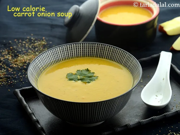 Step 2 – A simple <a href="https://www.tarladalal.com/recipes-for-healthy-low-cal-soups-480">healthy low calorie soup</a> which is sure to lure the fusiset person.