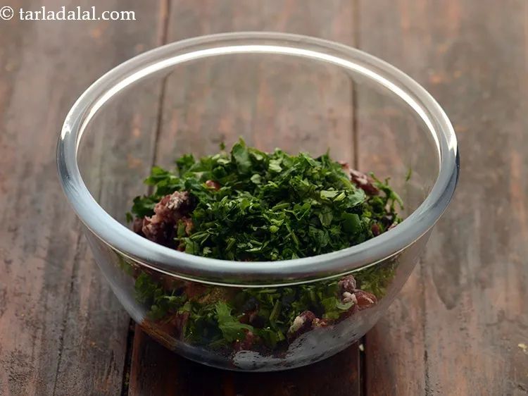Step 26 – Add 2 tbsp finely chopped coriander for a fresh herby mouthfeel.