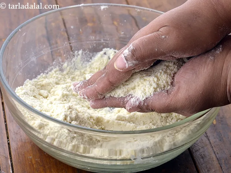 Step 11 – Mix well and rub the flour in between your palms till they crumble like bread-crumbs. …