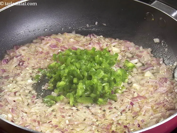 Step 11 – Add capsicum. To make macaroni more vibrant and colorful, make use of red and yellow …