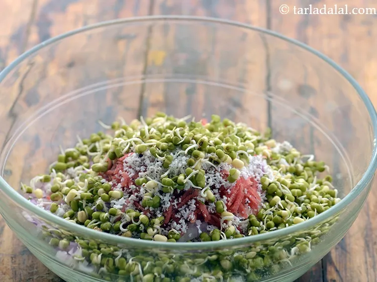 Step 11 – Add sprouted moong.&nbsp;