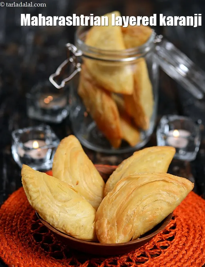 Step 50 – Cool and store the layered karanji in an air-tight container. Use as required.