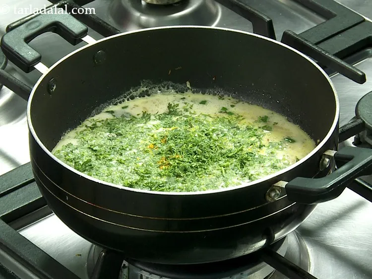 Step 14 – Add coriander leaves. Coriander leaves would give it freshness.