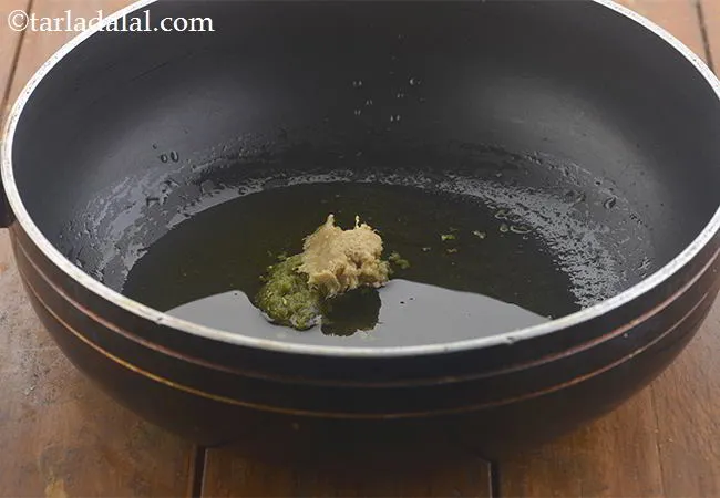 Step 3 – Heat the ghee in a kadhai or a deep non-stick pan. We use ghee because …