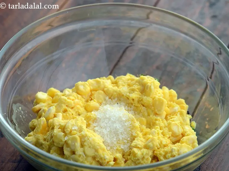 Step 9 – Add sugar. Add more or less depending upon the sweetness of corn kernels.