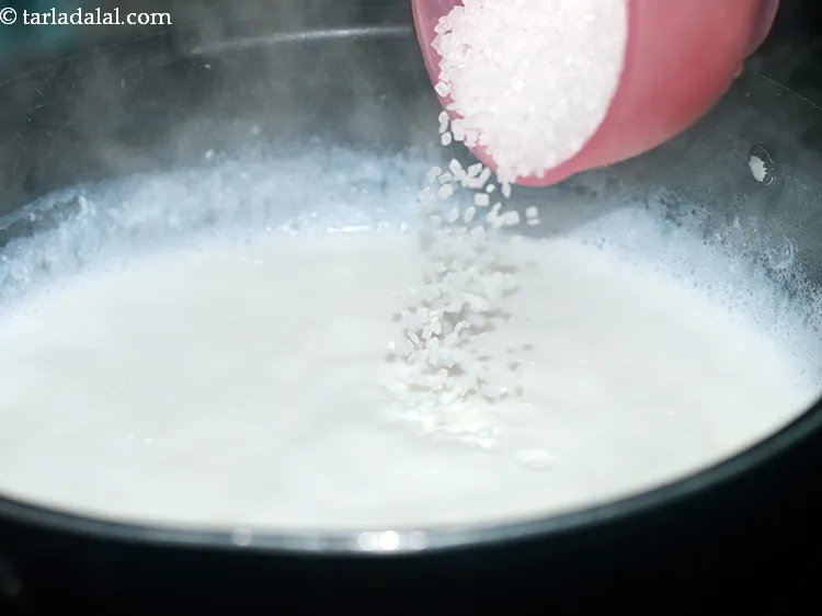 Step 8 – Once the milk comes to a boil, add the sugar substitute. You can add more …