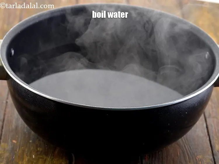 Step 4 – Take a deep non-stick pan and fill it up with enough water in a deep …