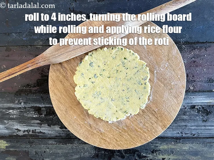 Step 16 – Roll each portion into a 100 mm. (4&rdquo;) diameter circle using little rice flour for …