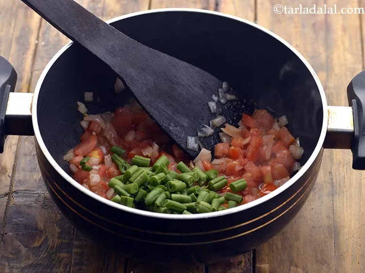 Step 15 – Add all the vegetables starting with French beans.