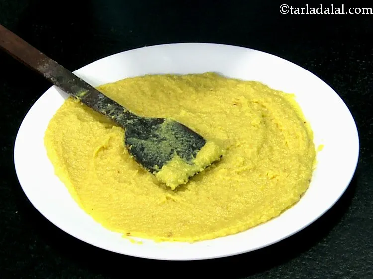 Step 14 – Transfer this mixture to a clean and dry plate. Spread it with the help of …