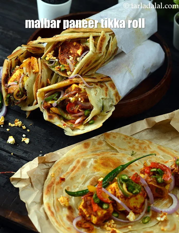 Step 63 – Serve <strong>paneer tikka kathi roll recipe | malbar paneer tikka roll </strong>immediately.