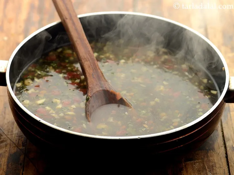 Step 37 – Mix well and our&nbsp;<strong>manchow soup | veg manchow soup | vegetable manchow soup | Indo-Chinese …