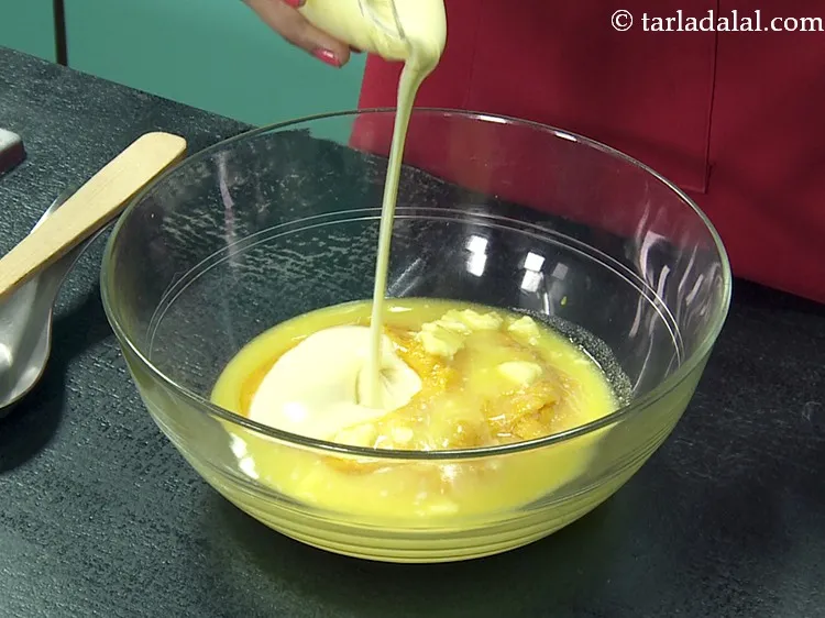 Step 18 – Add 3/4 cup&nbsp;<a href="https://www.tarladalal.com/glossary-condensed-milk-672i">condensed milk</a>. This adds luscious texture to the <strong>mango cake recipe | …