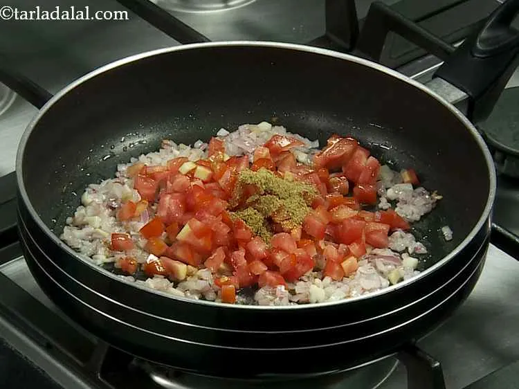 Step 5 – With this also add the basic Indian spices. First we will add <a href="/How-To-Make-Coriander-Cumin-Seeds-Powder-33531r">coriander-cumin seeds …