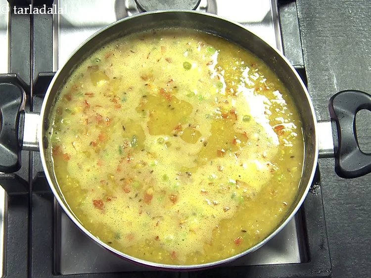 Step 27 – Mix well and cook <strong>masala masoor dal with mixed vegetables recipe | mixed vegetable masoor …