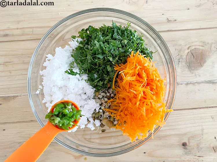 Step 14 – Add&nbsp;<meta charset="UTF-8" />1 1/2 tsp&nbsp;finely&nbsp;<a href="glossary-chopped-green-chilli-820i">chopped green chillies</a>.&nbsp;Antioxidant&nbsp;<a href="https://www.tarladalal.com/recipes-for-Juices-Rich-in-Vitamin-C-805" target="_blank">vitamin C</a>&nbsp;in&nbsp;<a href="http://www.tarladalal.com/recipes-using-green-chillies-331">green chillies</a>&nbsp;protects the body …