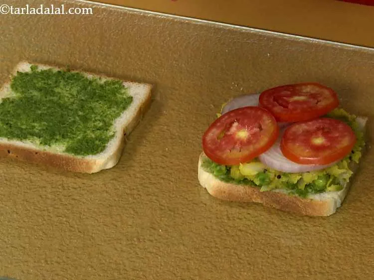 Step 20 – Now put 3 tomato slices.