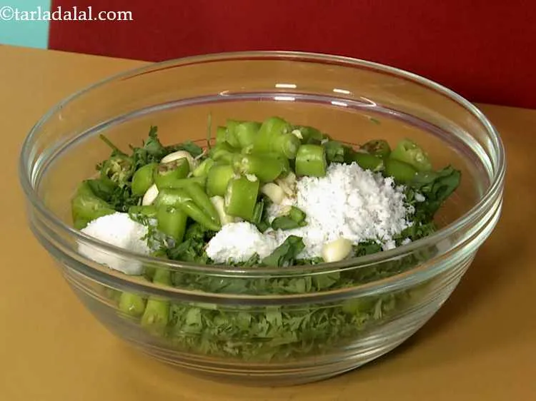 Step 4 – Add the roughly chopped garlic and roughly chopped green chillies. These ingredients provide the peppiness …