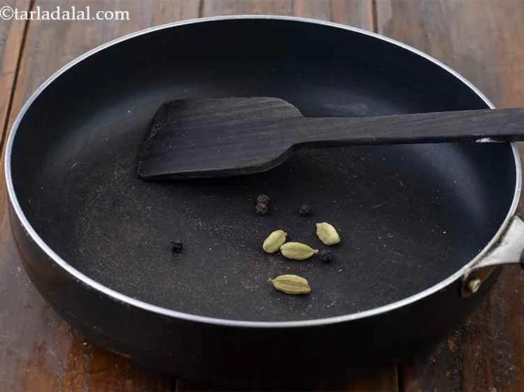 Step 4 – In the same broad non-stick pan, add the last 2 ingredients for dry roasting i.e. …