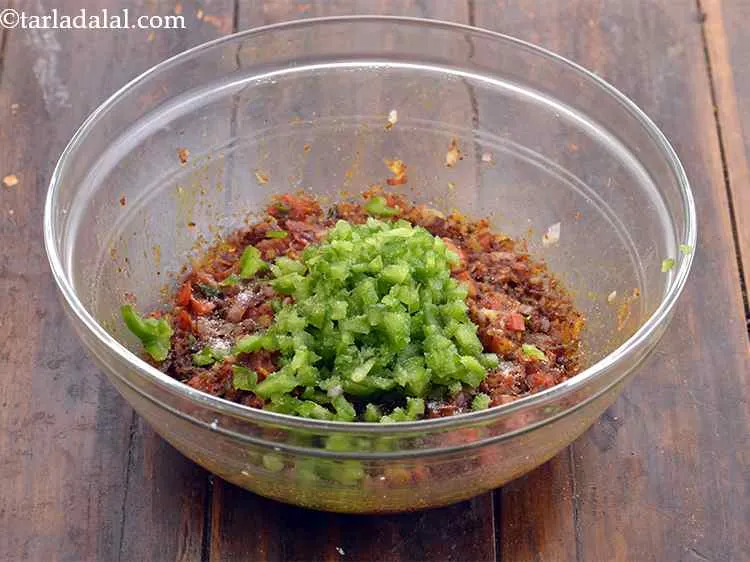 Step 11 – Add the capsicum and salt.