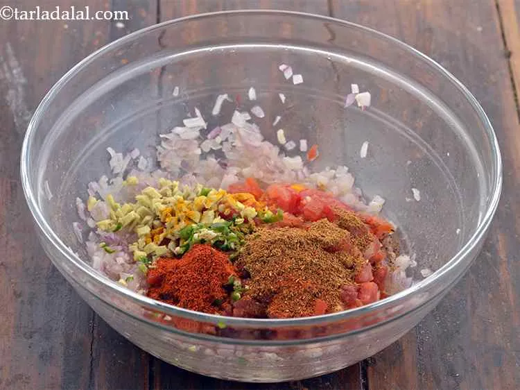 Step 7 – Add the turmeric powder and chilli powder. For a bright red colour, add Kashmiri red …