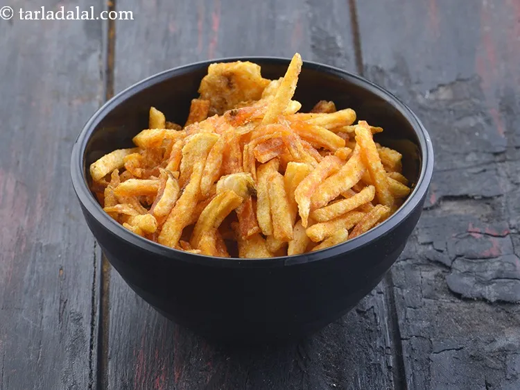 Step 9 – Masala salli are great looking thin potato strips, widely used for various preparations.&nbsp;