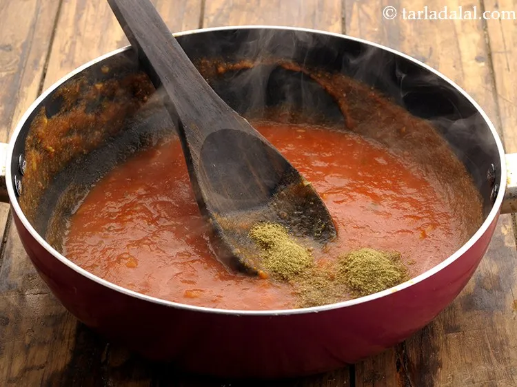 Step 16 – Add coriander-cumin seeds powder. We prepare <a href="https://www.tarladalal.com/How-To-Make-Coriander-Cumin-Seeds-Powder-33531r" target="_blank">dhania-jeera powder at home</a> using this recipe …