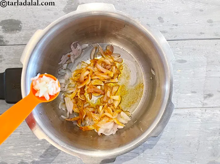 Step 11 – &nbsp; <meta charset="UTF-8" /> Add&nbsp;1/2 tsp&nbsp;finely&nbsp;<a href="glossary-chopped-garlic-790i">chopped garlic (lehsun)</a>.&nbsp;Garlic&nbsp;has been proven to&nbsp;<a href="https://www.tarladalal.com/recipes-for-Low-Cholesterol--380">lower cholesterol</a>.&nbsp;The active …