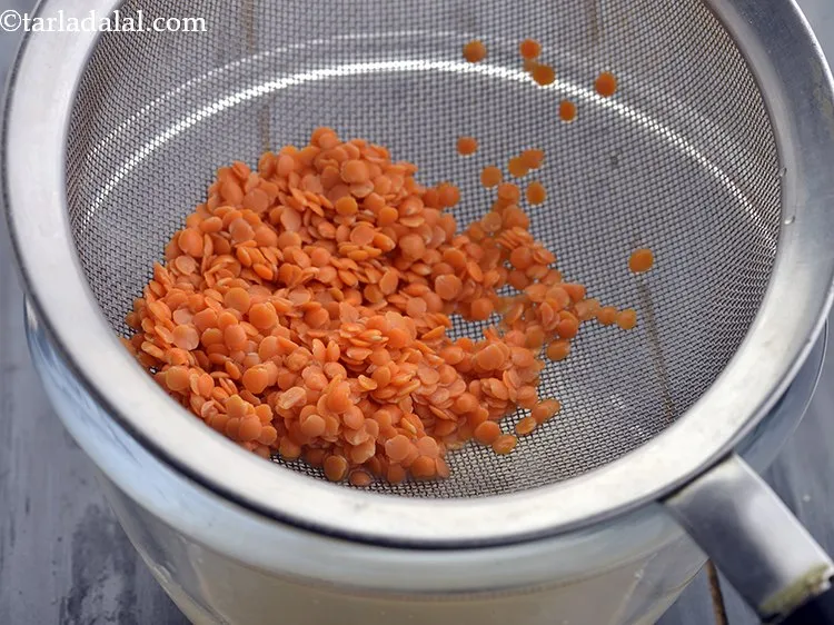 Step 9 – Drain the excess water using a strainer and discard it.