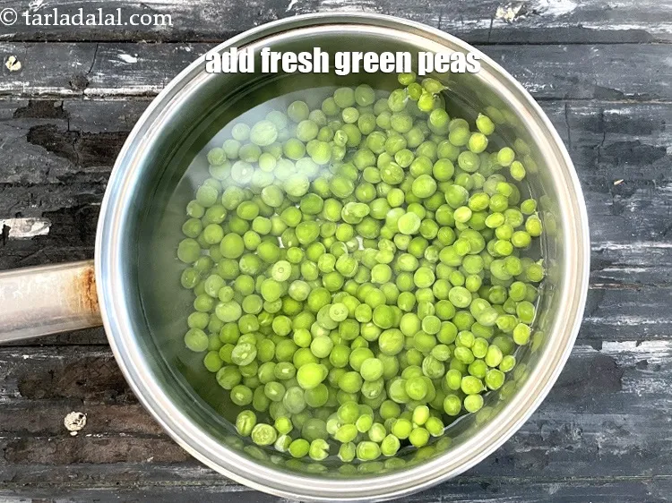 Step 5 – Add the fresh green peas.