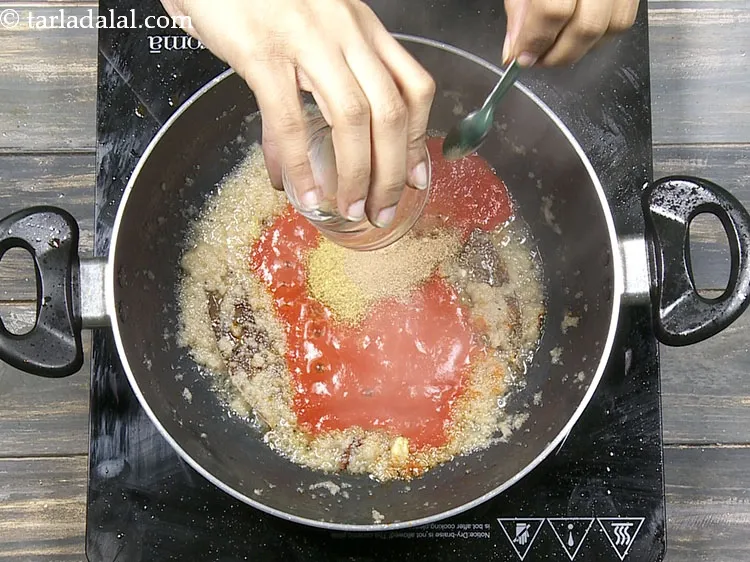 Step 46 – Add 1/2 tsp&nbsp;<a href="https://www.tarladalal.com/glossary-dried-mango-powder-amchur-powder-148i">dried mango powder (amchur)</a>. This adds slight tang to the <strong>methi chole …