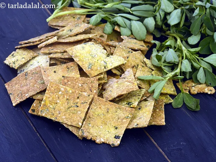 Step 40 – Cool <strong>methi crispies recipe | baked methi namakpara | fenugreek crispies | healthy Indian jar …