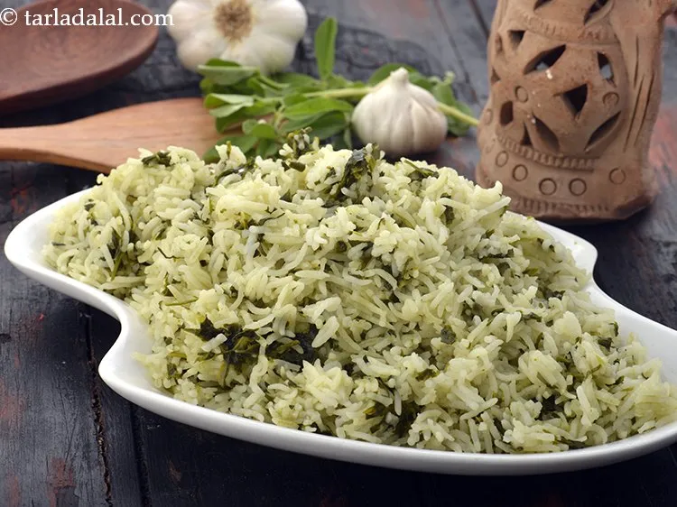 स्टेप 17 – <strong>लहसुनी मेथी पुलाव</strong> को | <strong>मेथी पुलाव | मेथी चावल …