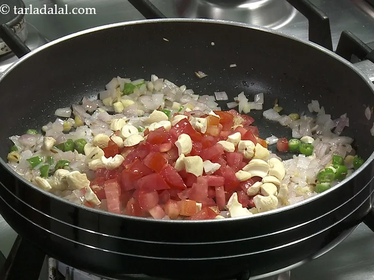 Step 35 – Add 2 tbsp&nbsp;<a href="https://www.tarladalal.com/glossary-chopped-cashew-nut-791i">chopped cashewnuts (kaju)</a>. This is one main ingredient to add creamy texture …