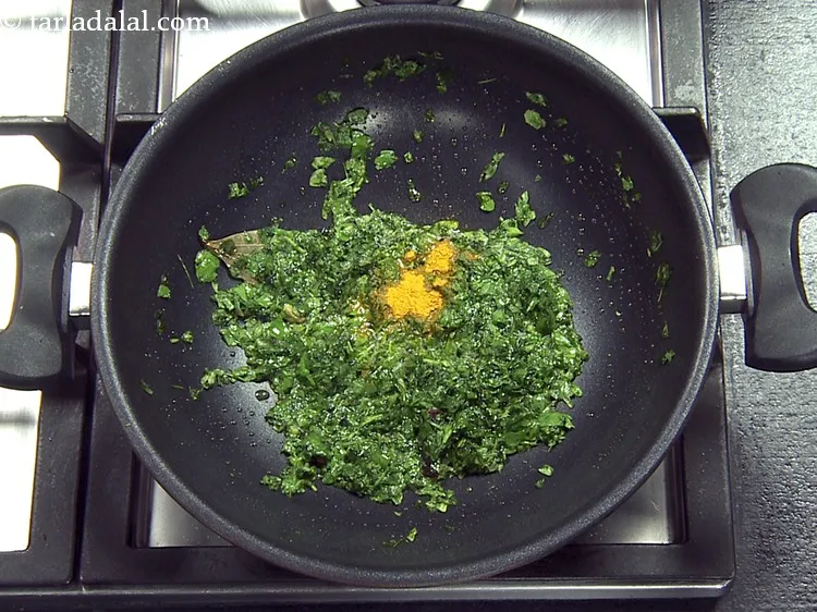 Step 48 – Now add the spice powders. Add 1/4 tsp&nbsp;<a href="https://www.tarladalal.com/glossary-turmeric-powder-haldi-645i">turmeric powder (haldi)</a>.