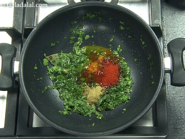 Step 51 – Add 2 tbsp of water. This is to avoid the masalas from burning.&nbsp;