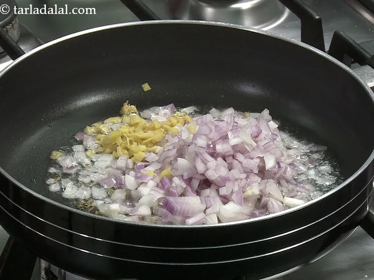 Step 30 – Add 2 tsp&nbsp;<a href="https://www.tarladalal.com/glossary-chopped-ginger-786i">chopped ginger (adrak)</a>.