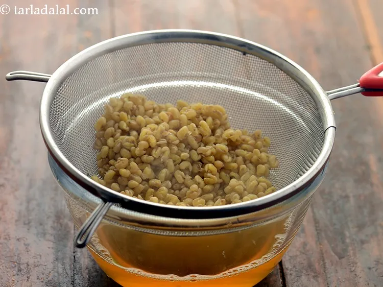 Step 5 – Drain out the excess water and keep aside. The fenugreek seeds after boiling should hold …