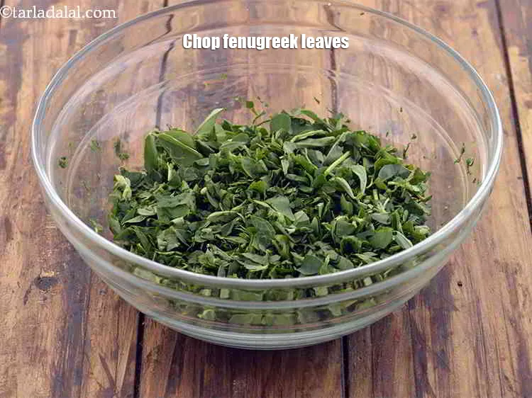 Step 14 – Chop the fenugreek leaves.