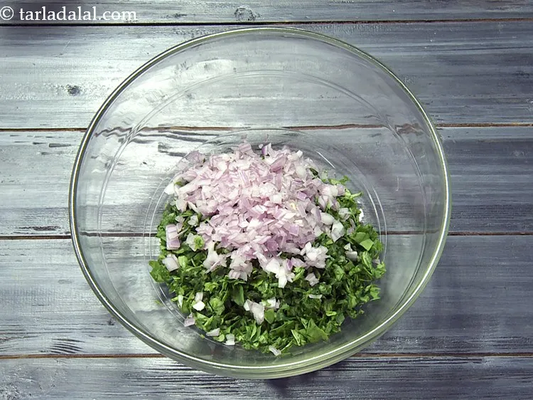 Step 17 – Add 5 tbsp&nbsp;finely&nbsp;<a href="https://www.tarladalal.com/glossary-chopped-onions-722i">chopped onions</a>.&nbsp;