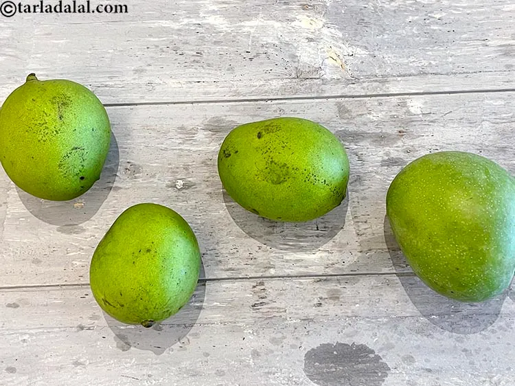Step 3 – <meta charset="UTF-8" /> This is what raw mangoes look like.&nbsp;The greener version of mangoes, Raw …