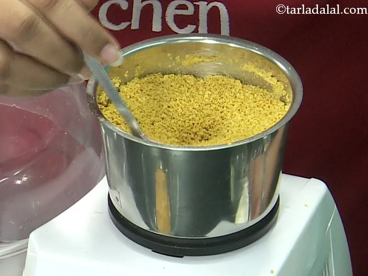 Step 6 – Similarly, we will blend the split mustard seeds in a mixer to a coarse powder. …