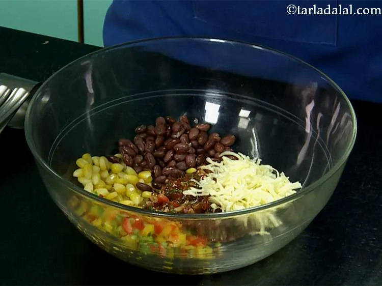 Step 23 – Finally add the soaked and boiled rajma, grated cheese and little salt to the bowl. …