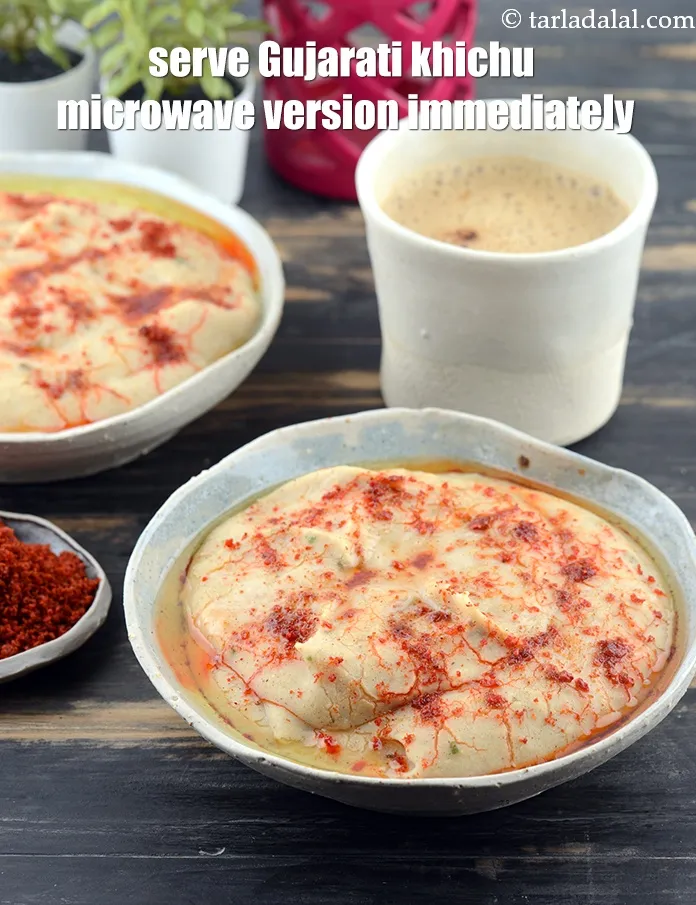 Step 14 – Serve <strong>microwave jowar khichu recipe | Gujarati khichu microwave version | Indian jowar flour khichu …