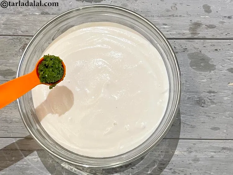 Step 34 – Add&nbsp;<meta charset="UTF-8" />1 tsp&nbsp;<a href="glossary-green-chilli-paste-hari-mirch-ki-paste-mirchi-paste-333i">green chilli paste</a>.