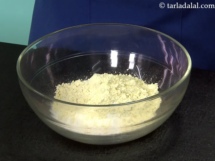 Step 3 – Add 1/2 cup&nbsp;<a href="https://www.tarladalal.com/glossary-besan-chana-dal-flour-bengal-gram-flour-952i">besan (bengal gram flour)</a>.