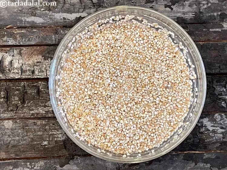 Step 15 – In a deep bowl, put the buckwheat in lots of water. It will initially float …