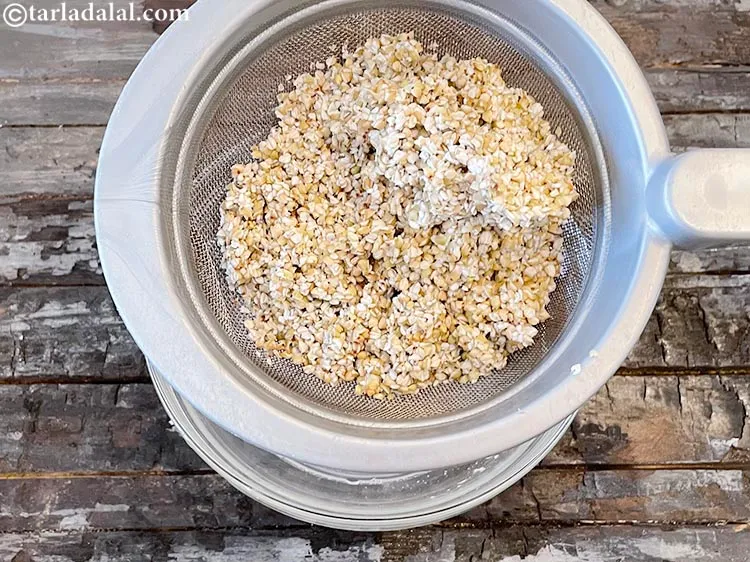 Step 18 – Drain the buckwheat with a strainer so we get washed and cleaned buckwheat.